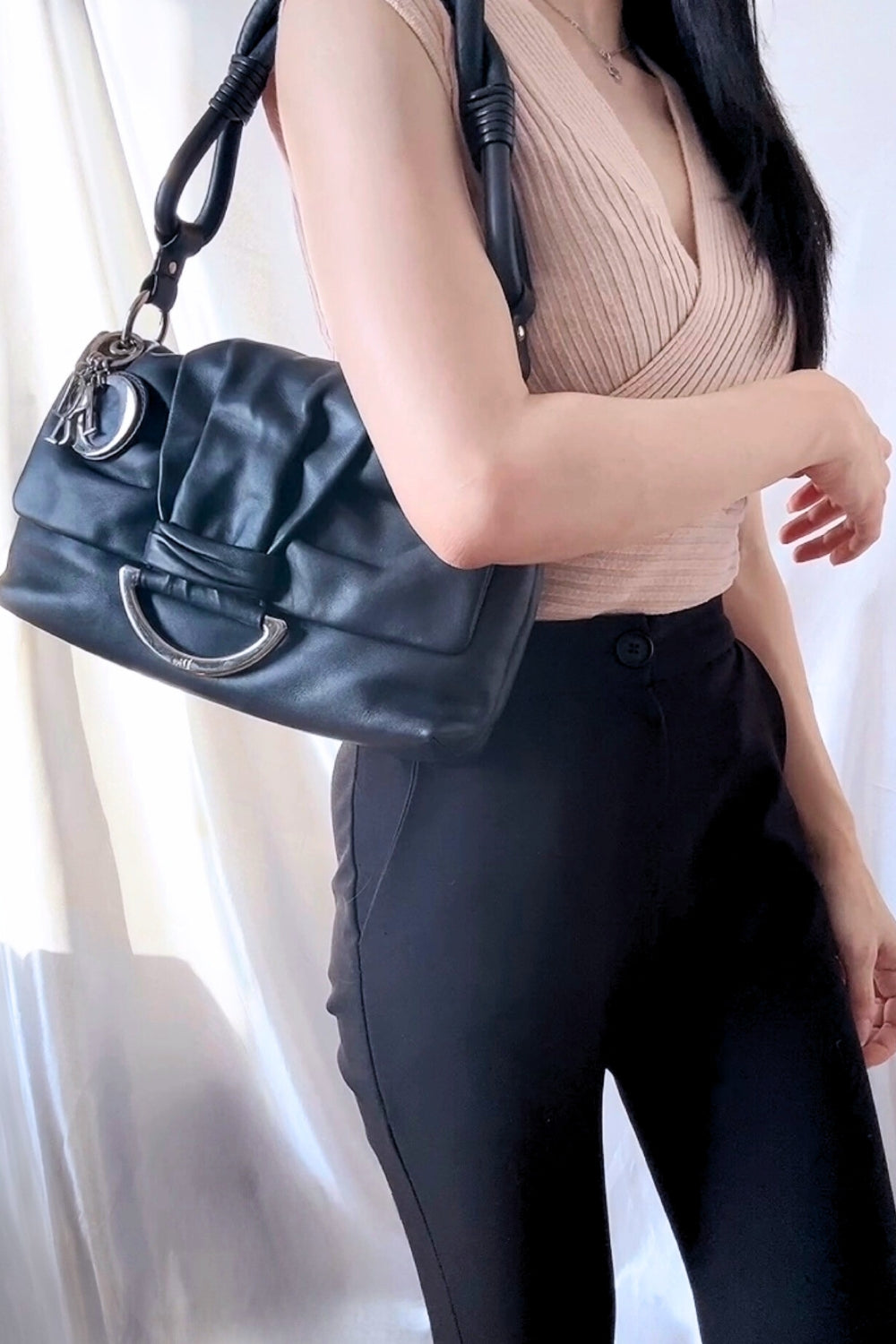Dior Demi Lune soft leather black shoulder bag