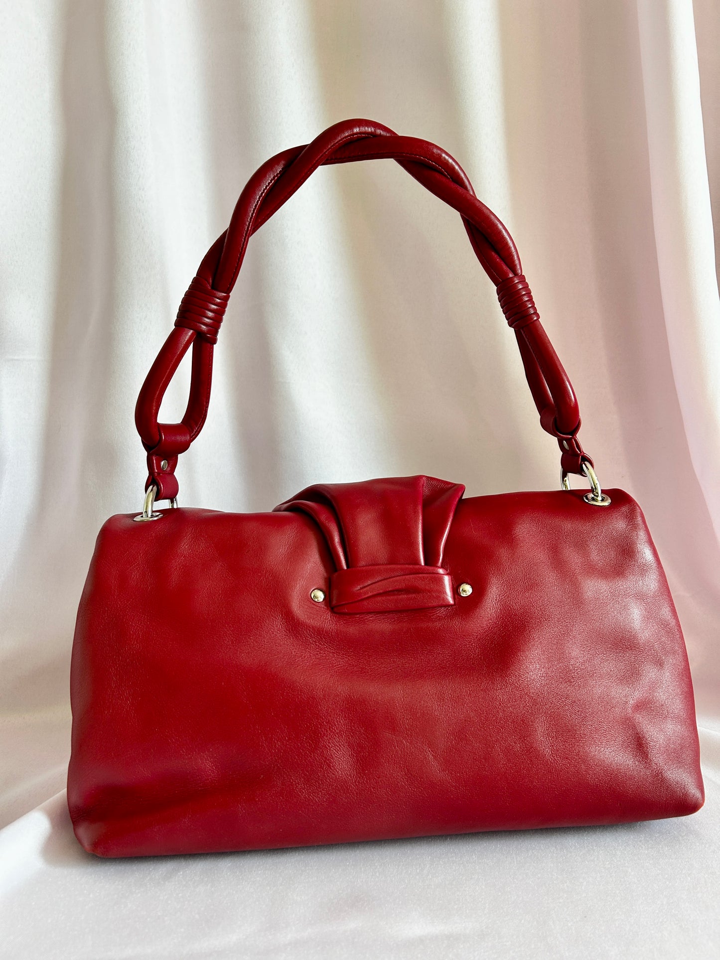 Dior Red Smooth Leather Demi Lune Shoulder Bag