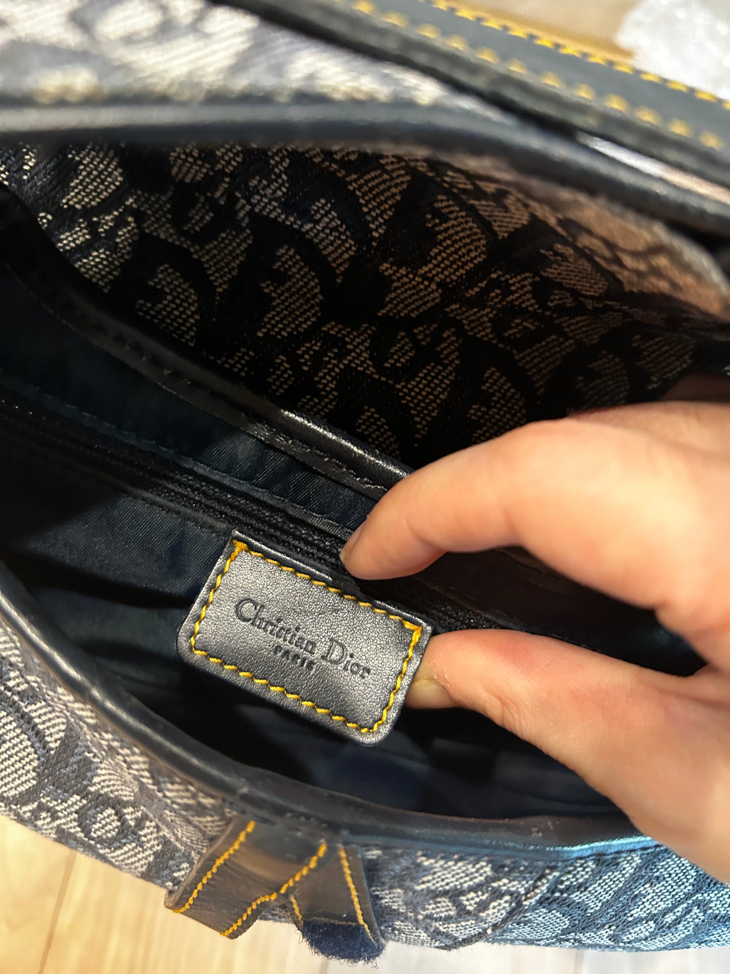 Christian Dior Navy Blue Trotter Vintage Saddle Bag