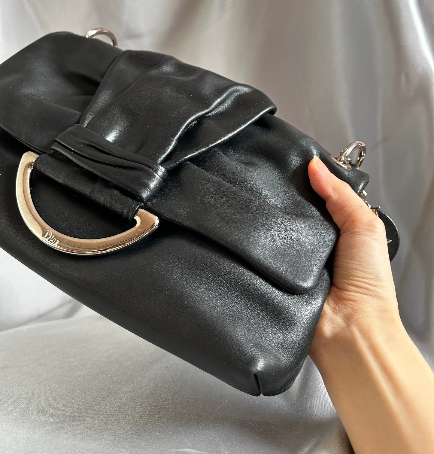 Dior Demi Lune soft leather black shoulder bag