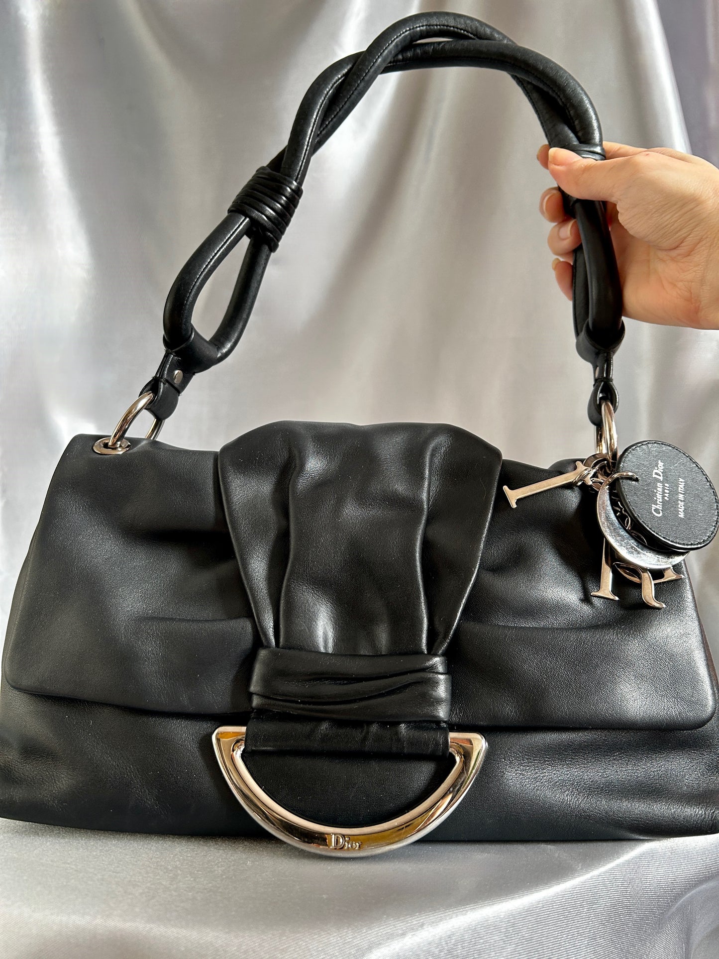 Dior Demi Lune soft leather black shoulder bag