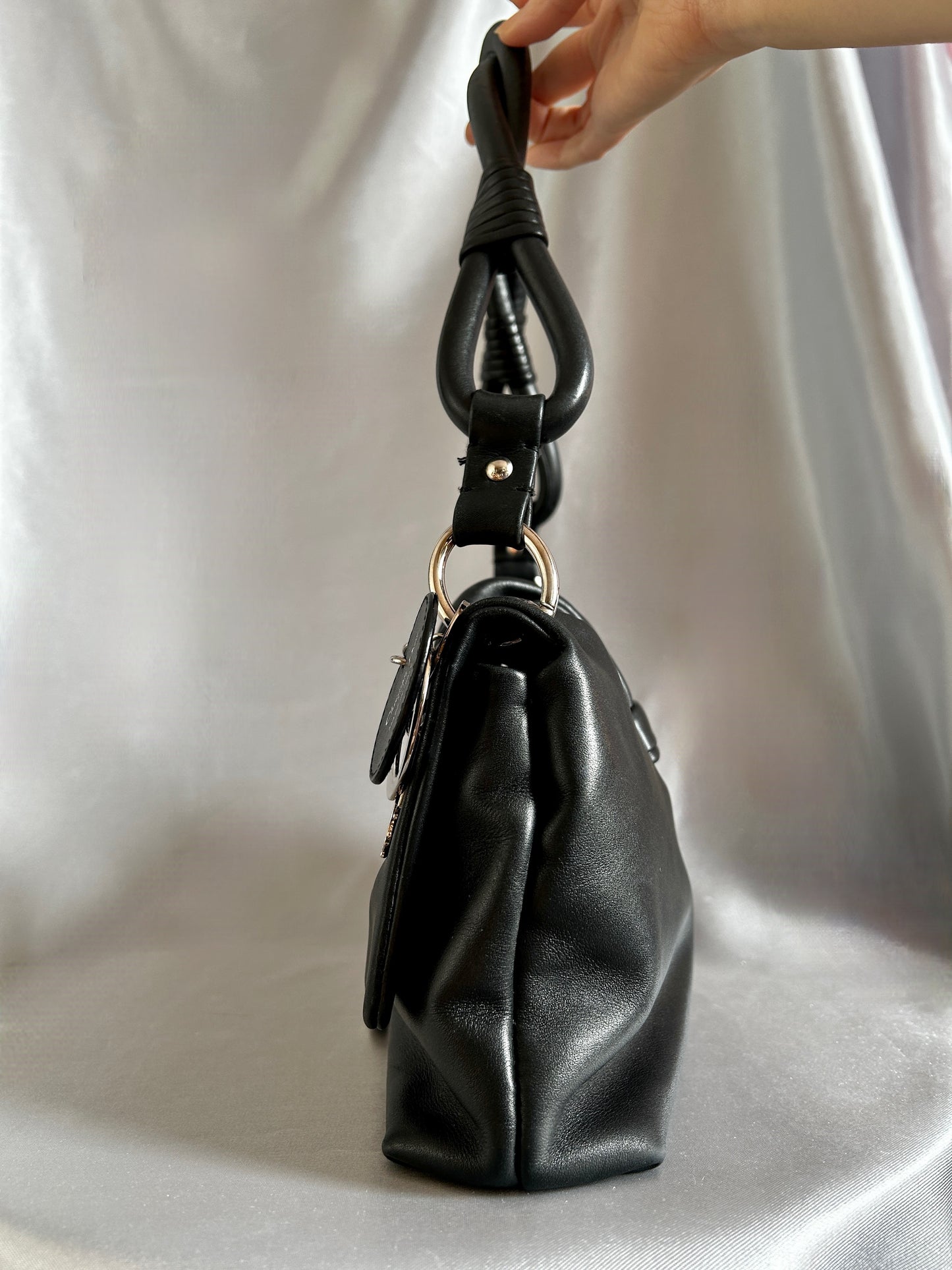 Dior Demi Lune soft leather black shoulder bag