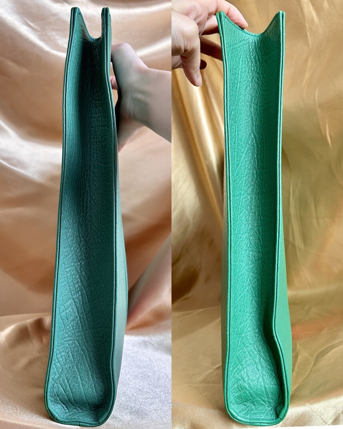 GUCCI maxi green leather web line tote (Large)