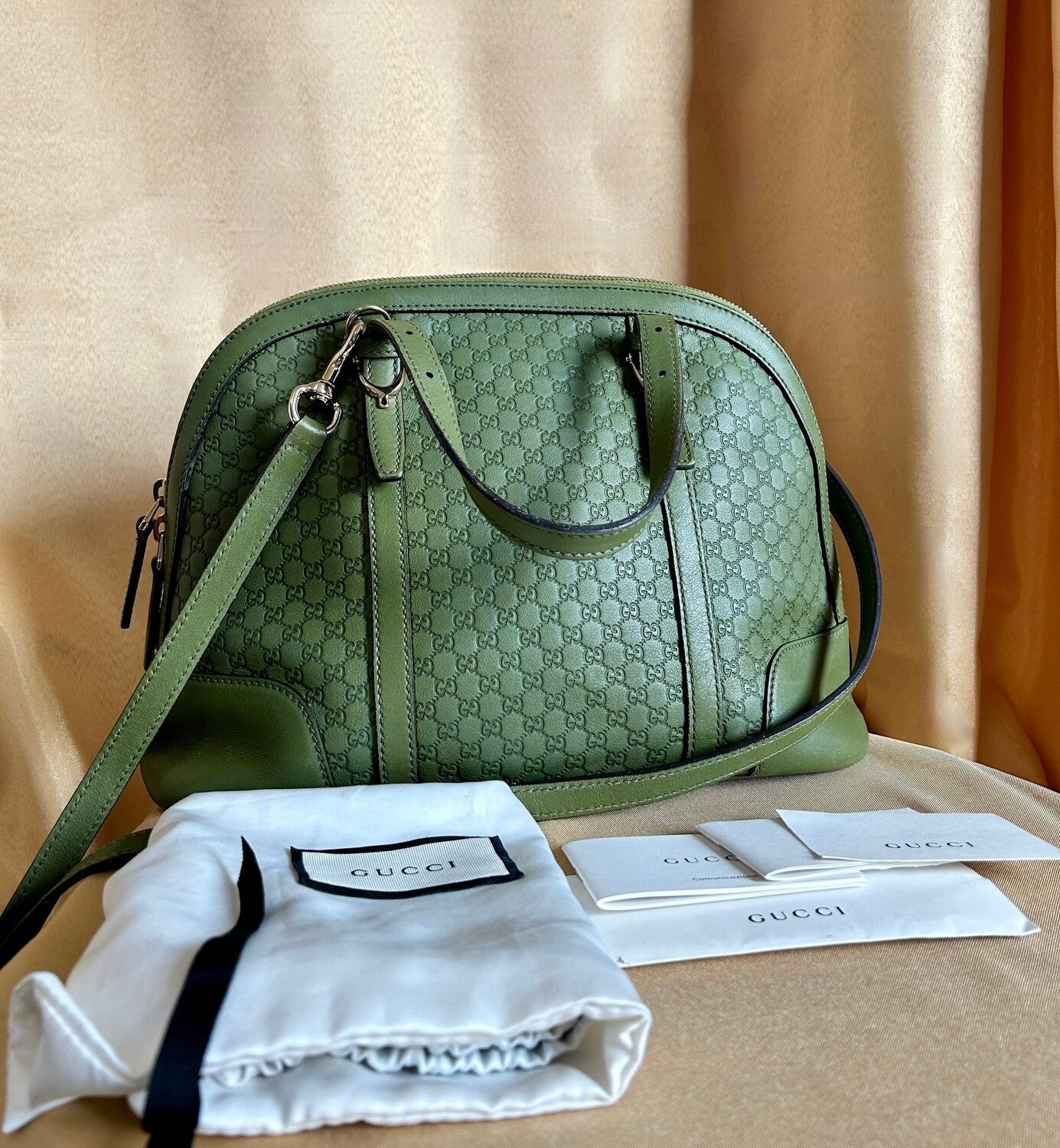 Gucci Green Micro Guccissima Leather Crossbody shoulder Bag