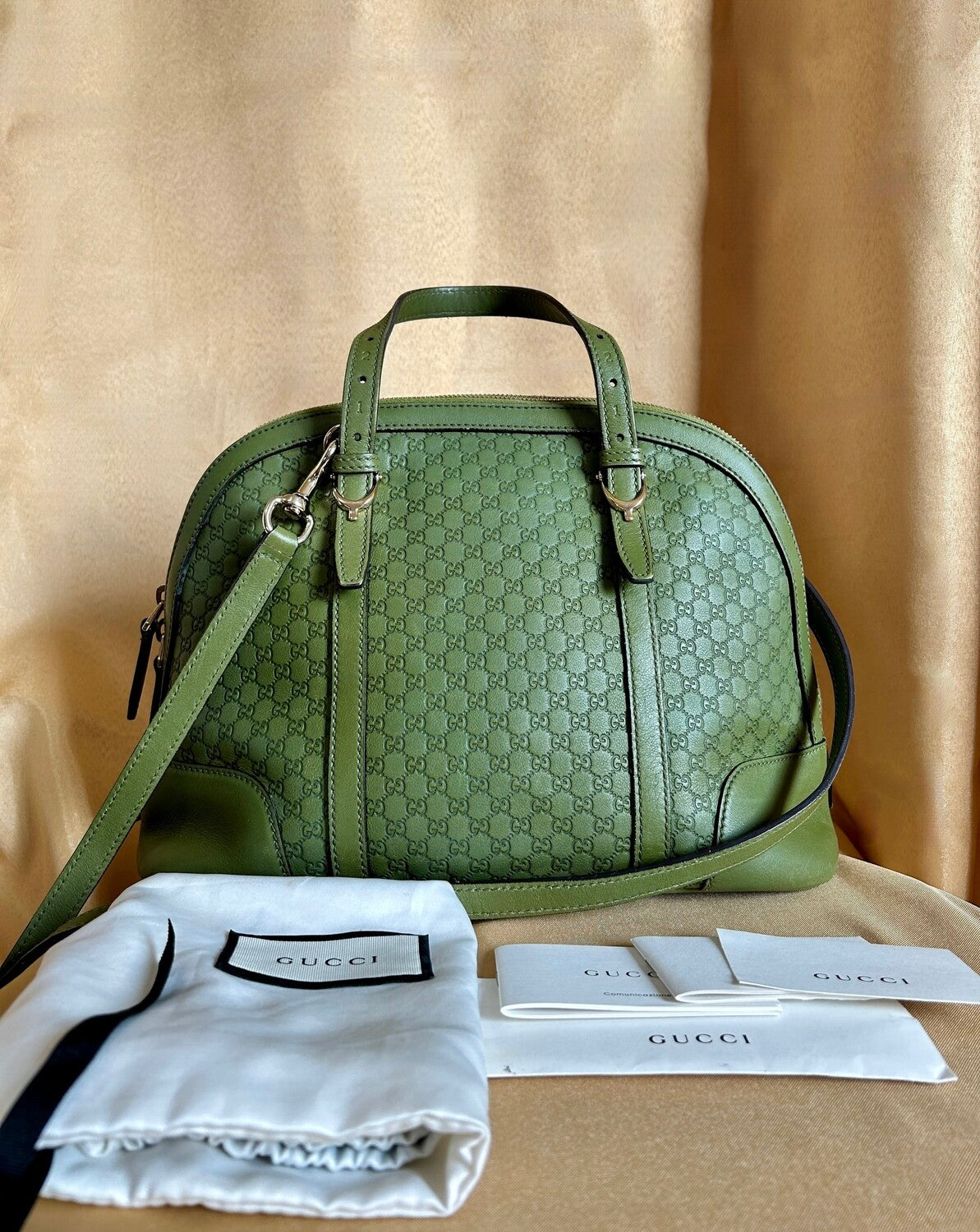 Gucci Green Micro Guccissima Leather Crossbody shoulder Bag